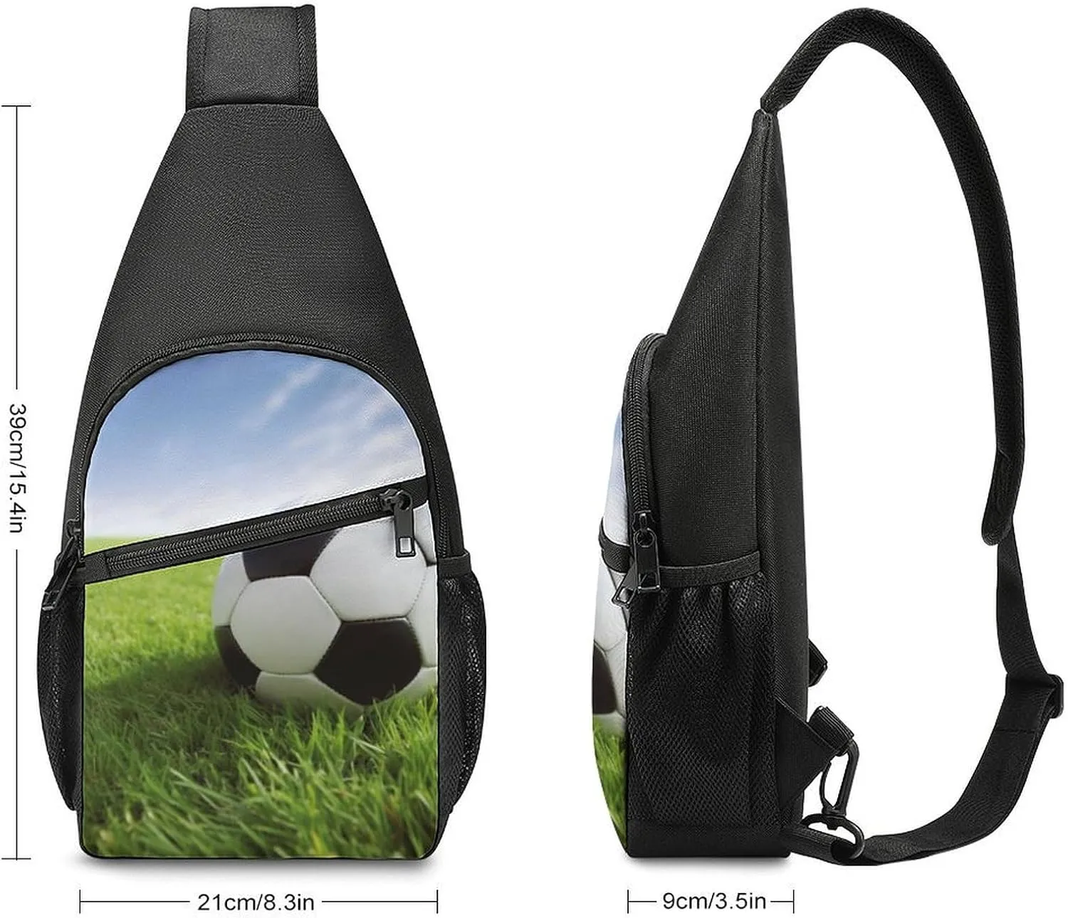 Sling Backpack for Women Men Crossbody Chest Bag Travel Soccer Ball On Grassy Daypack Shoulder Bag for Hiking