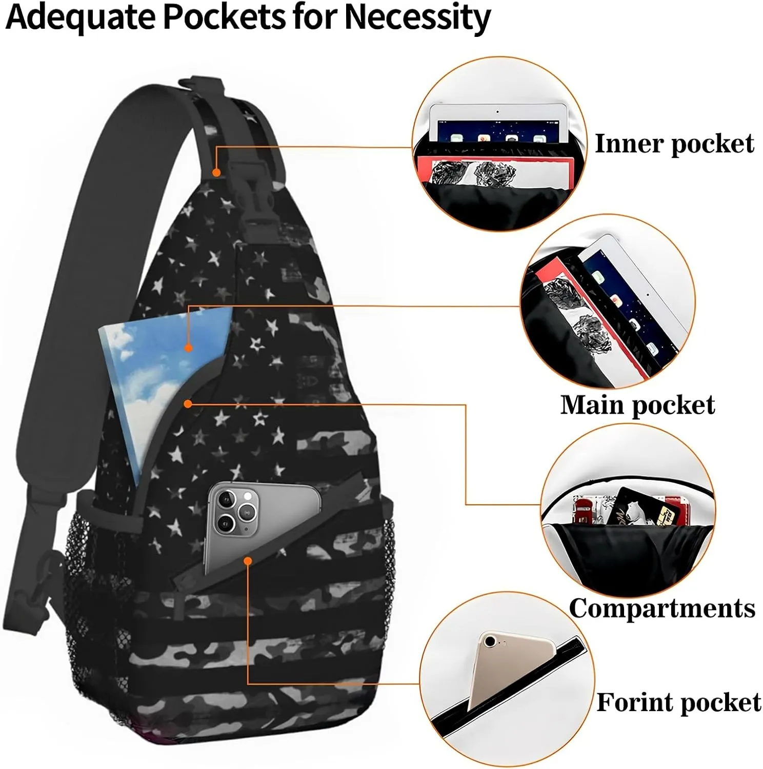 Sling Backpack Trendy Sling Bag Multipurpose Crossbody Sling Travel Hiking Crossbody Shoulder Backpack