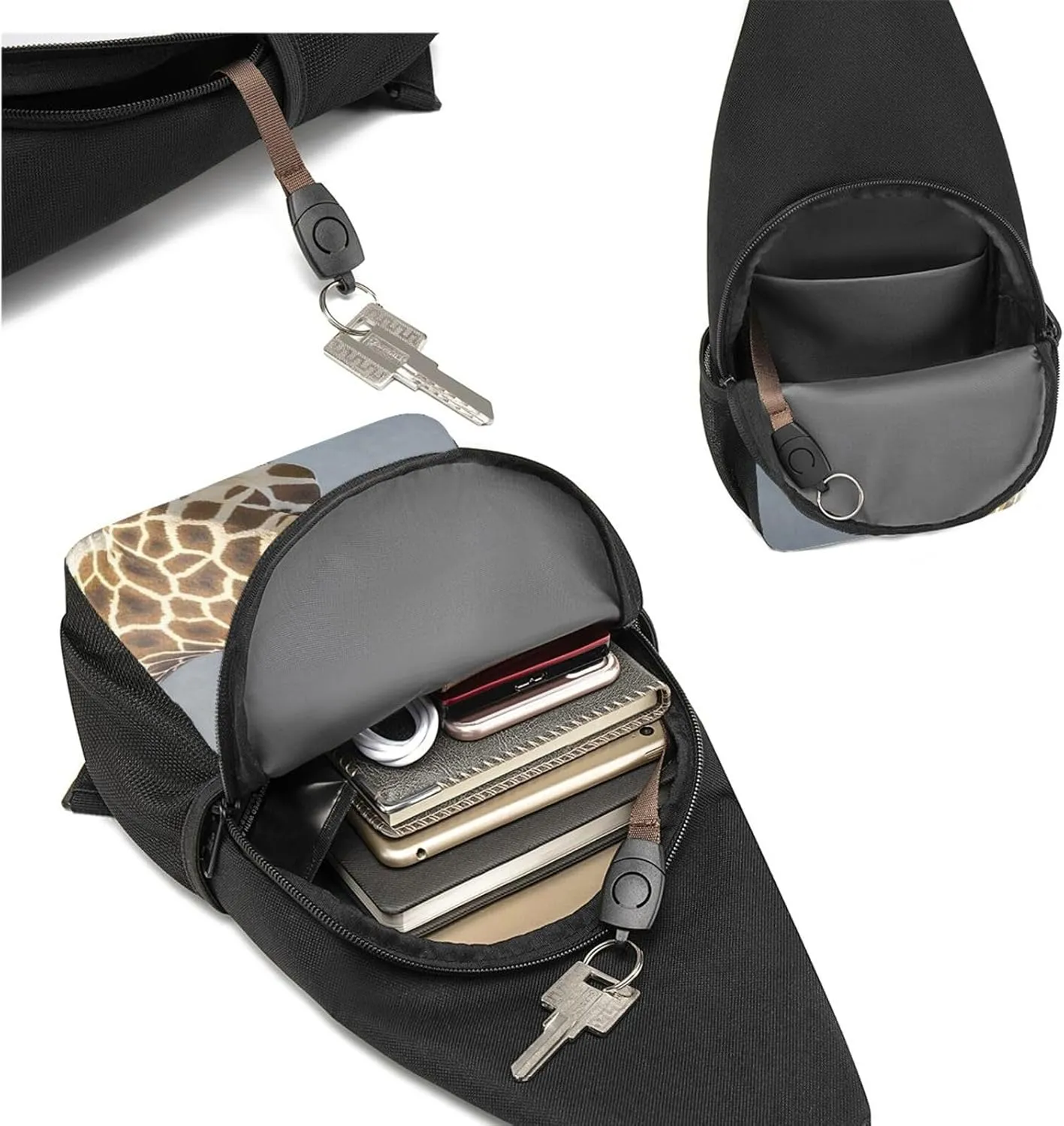 Sling Bag Backpack for Men Women Crossbody cute giraffe3 Chest Bag Crossbody Bag for Travel Sport Running