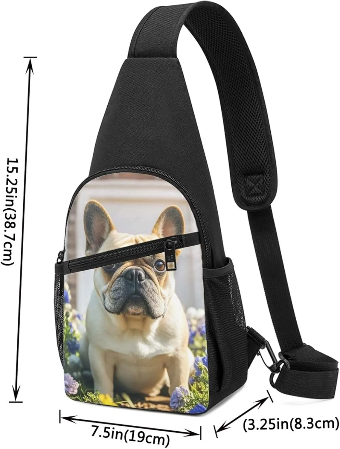Sling Bag Backpack for Men Women Crossbody French Bulldog Dog Cute Chest Bag Crossbody Bag for Travel Sport Running