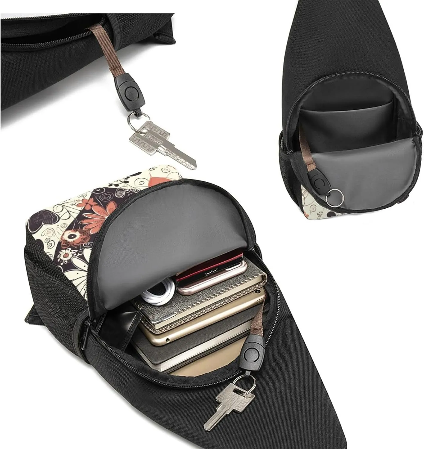 Sling Bag Backpack for Men Women Crossbody Hearts of Flower Chest Bag Crossbody Bag for Travel Sport Running