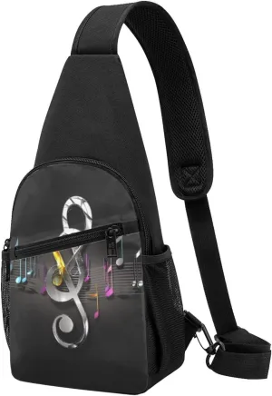 Sling Bag Backpack for Men Women Crossbody Musical Symbols Chest Bag Crossbody Bag for Travel Sport Running