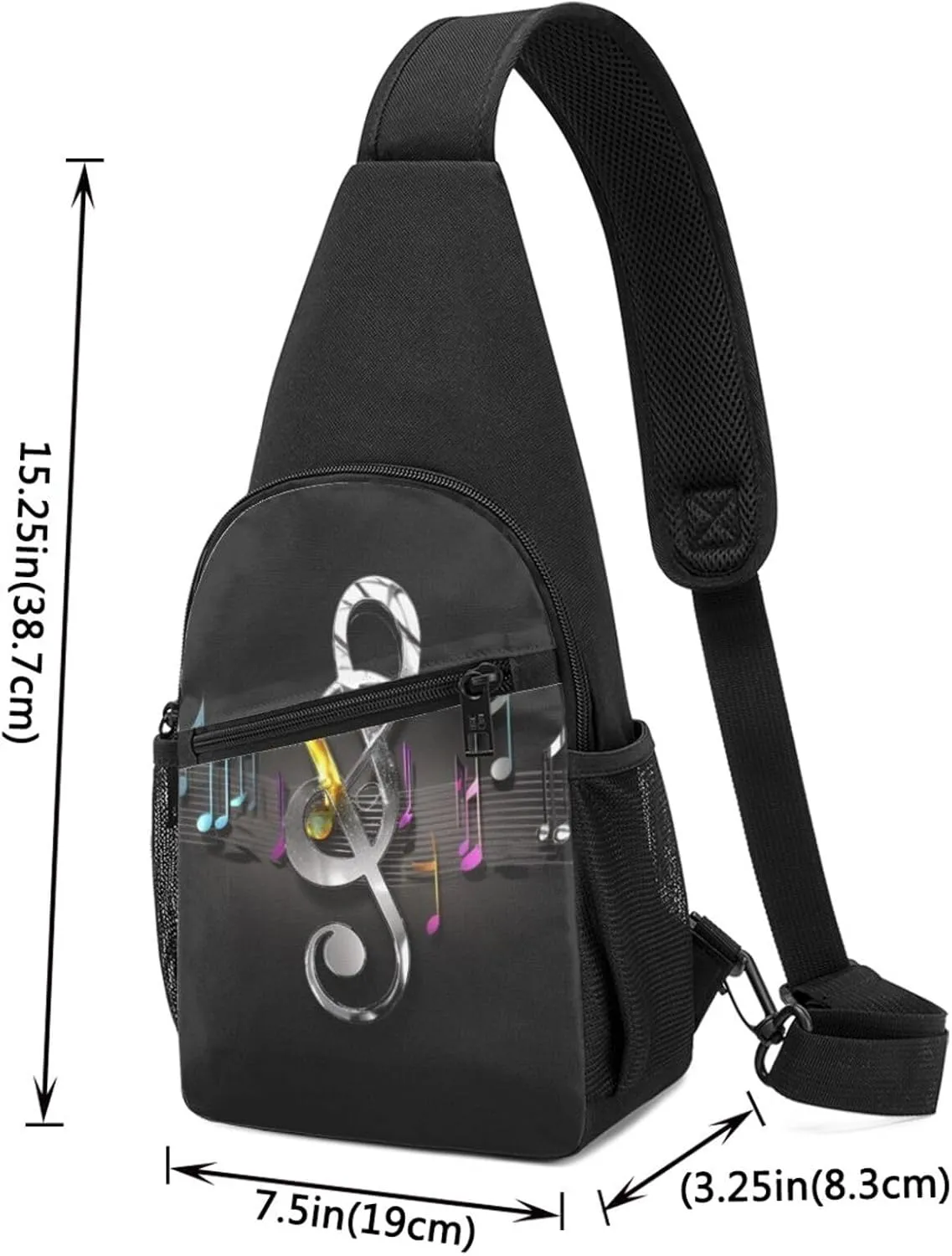 Sling Bag Backpack for Men Women Crossbody Musical Symbols Chest Bag Crossbody Bag for Travel Sport Running