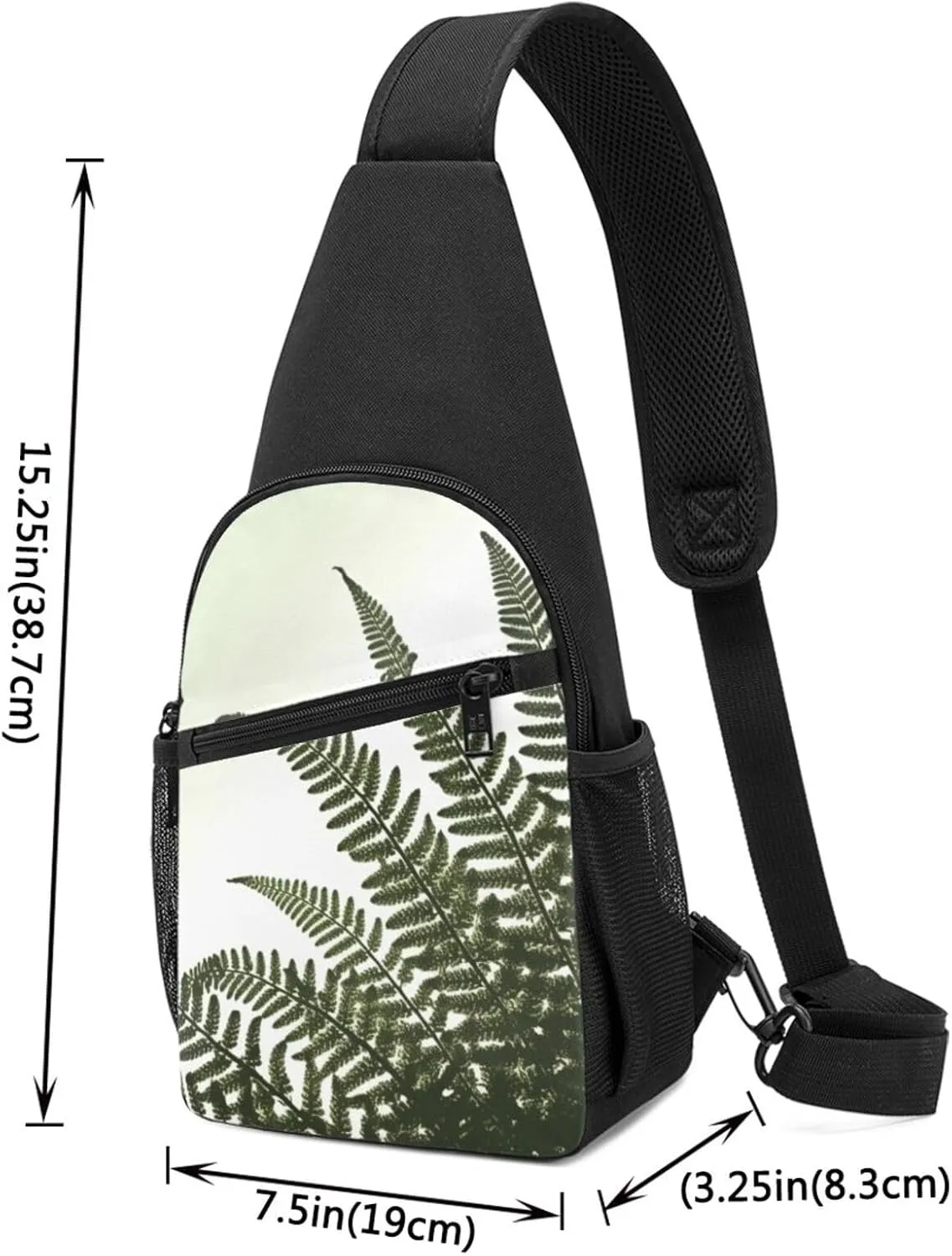 Sling Bag Backpack for Men Women Crossbody natural plant fern leaf Chest Bag Crossbody Bag for Travel Sport Running