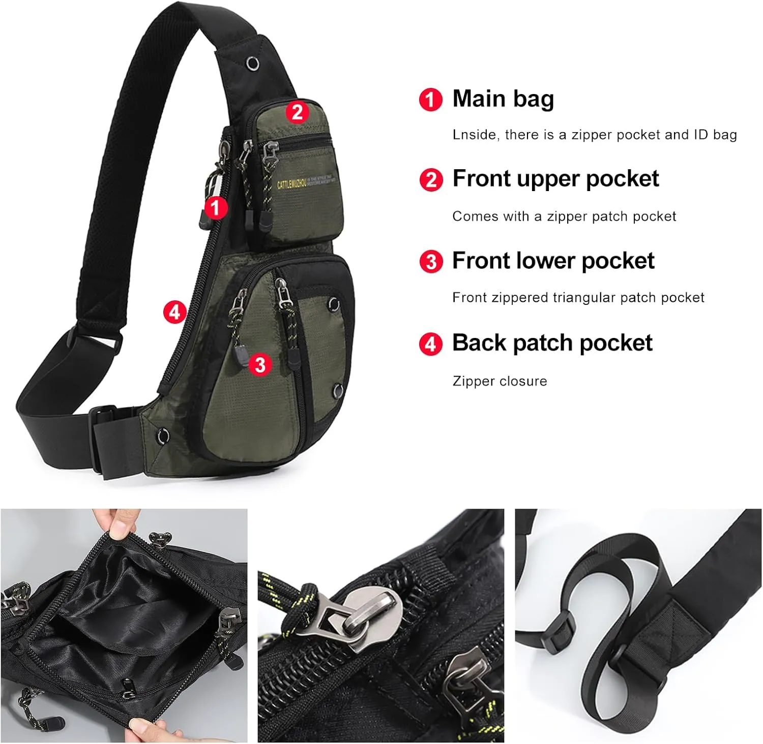Sling Bag Chest Shoulder Backpack Crossbody Bags Casual Daypack for Men,Multipurpose Cross Body Chest Bag