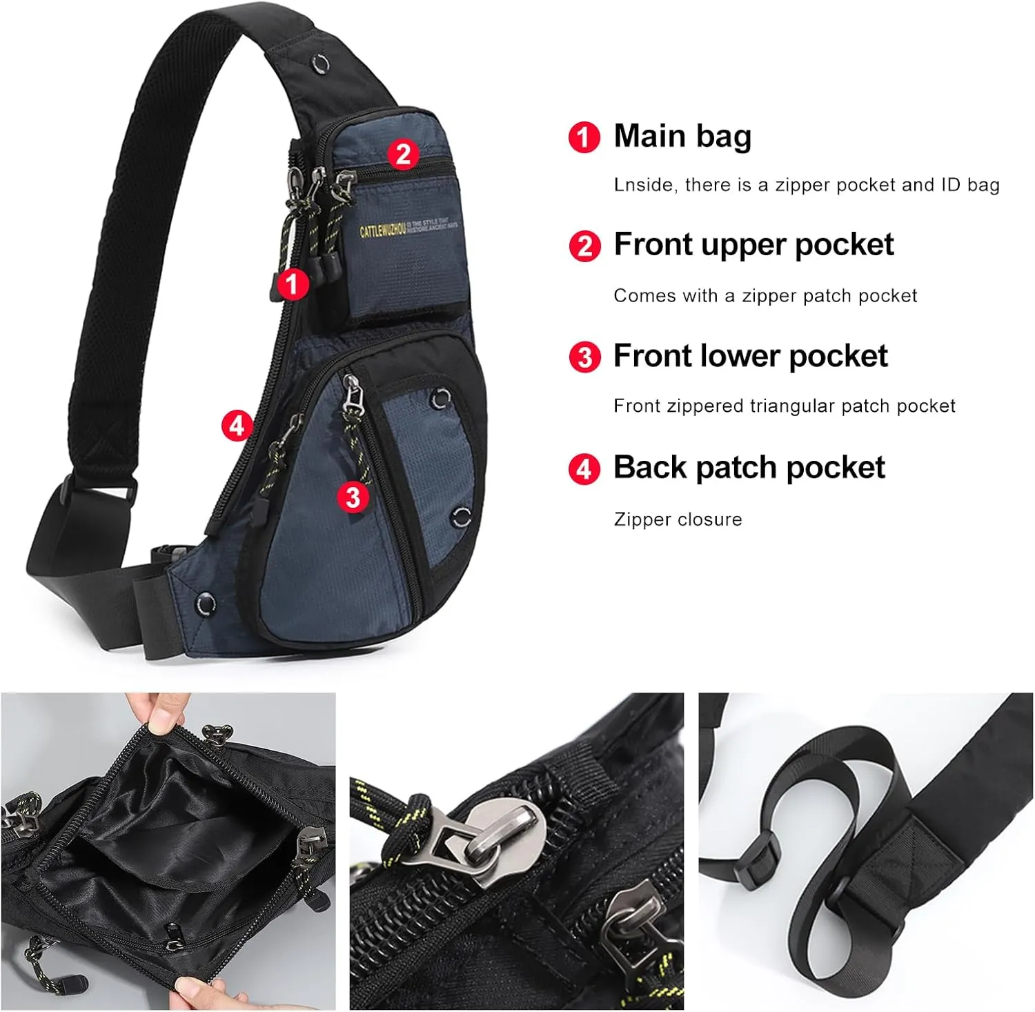 Sling Bag Chest Shoulder Backpack Crossbody Bags Casual Daypack for Men,Multipurpose Cross Body Chest Bag