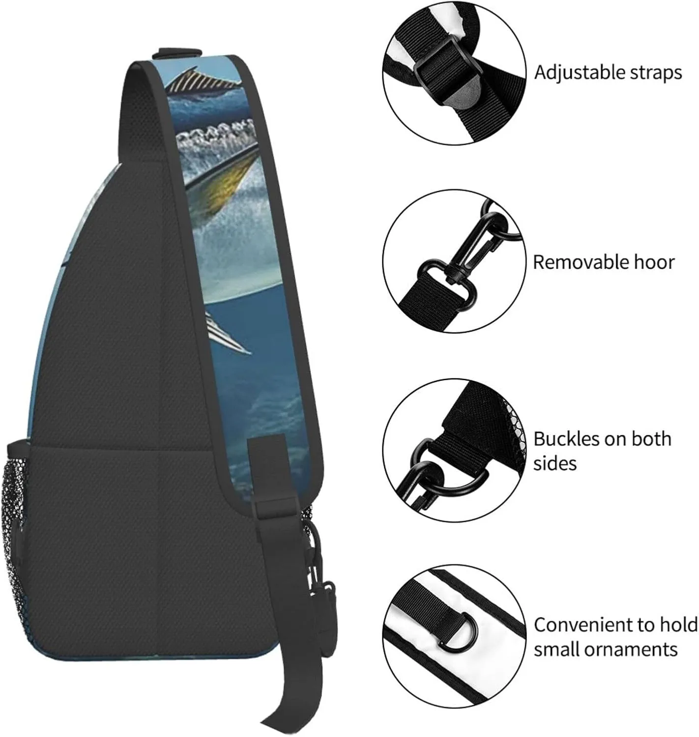 Sling Bag Crossbody Backpack for Men Women Bluefin Tuna Thunnus2 Chest Bag Crossbody Bag for Travel Sport Running