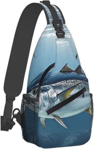 Sling Bag Crossbody Backpack for Men Women Bluefin Tuna Thunnus2 Chest Bag Crossbody Bag for Travel Sport Running