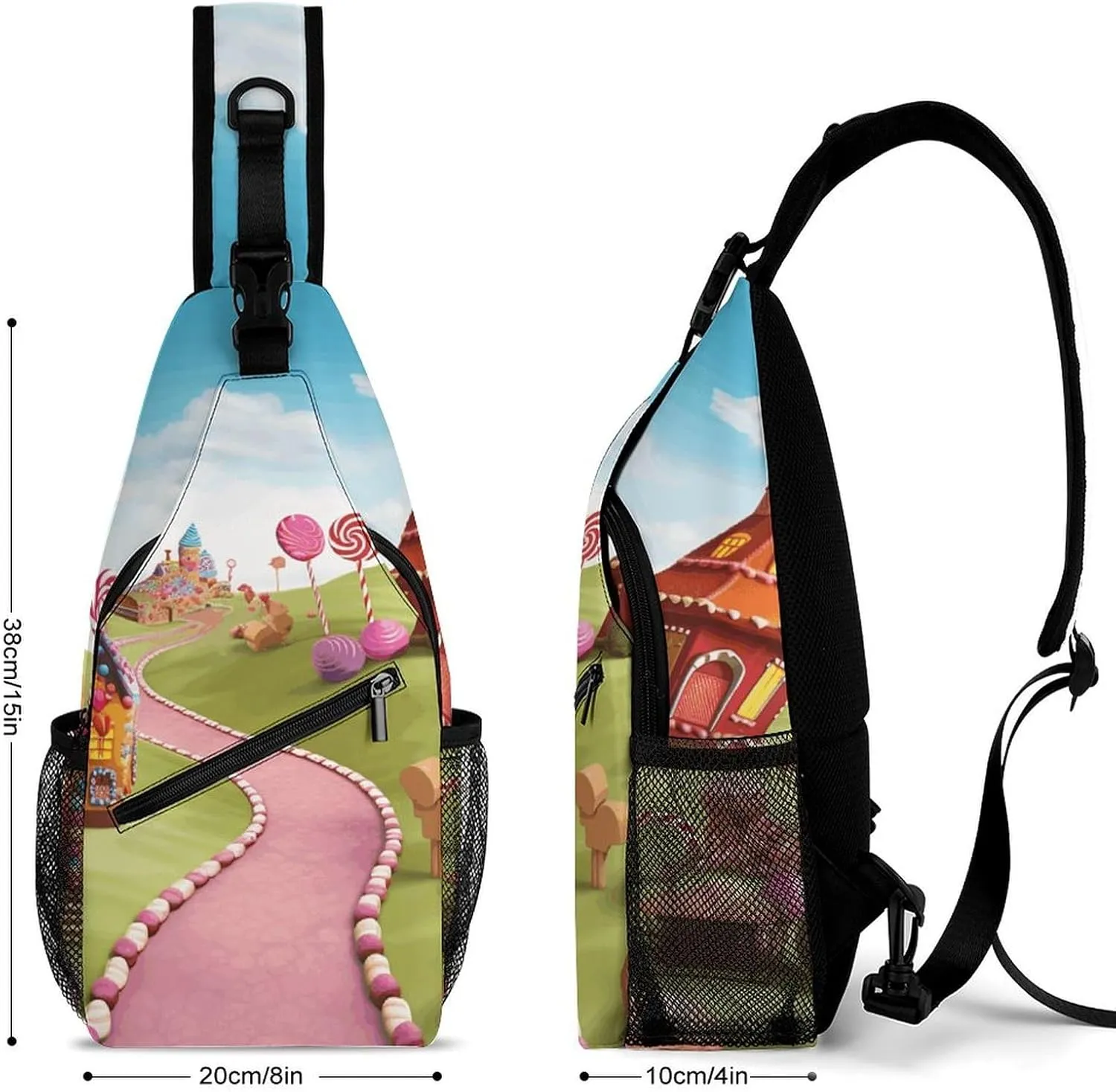 Sling Bag Crossbody Backpack for Men Women Candy Land Chest Bag Crossbody Bag for Travel Sport Running