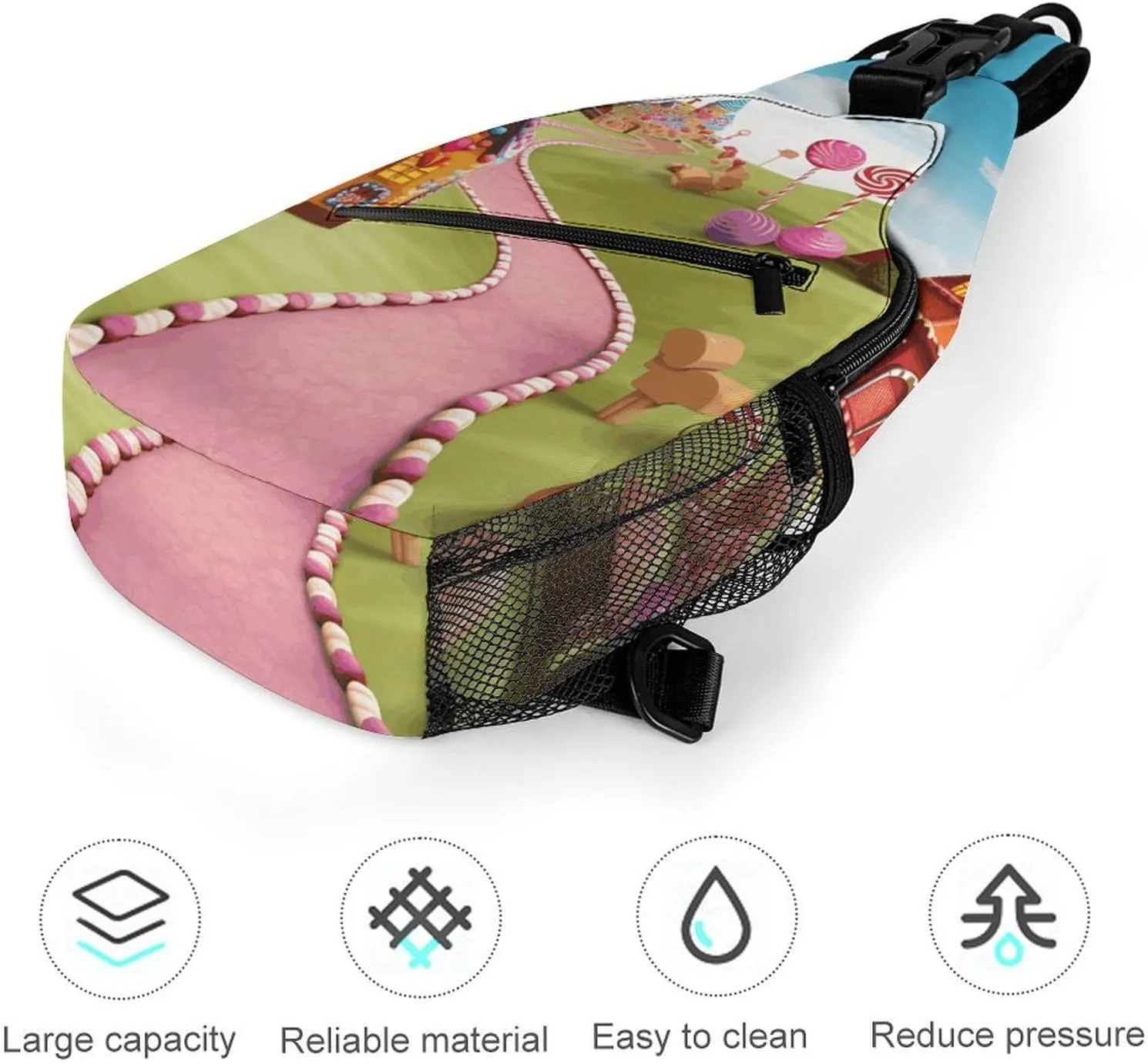 Sling Bag Crossbody Backpack for Men Women Candy Land Chest Bag Crossbody Bag for Travel Sport Running