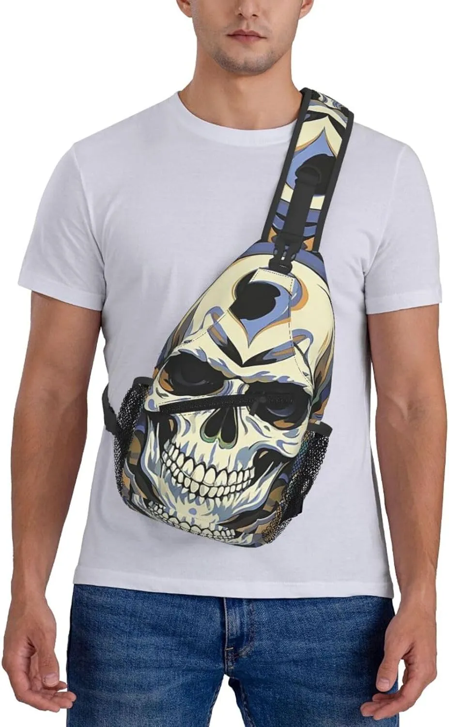 Sling Bag Crossbody Backpack for Men Women Cool Skull Graphics4 Chest Bag Crossbody Bag for Travel Sport Running