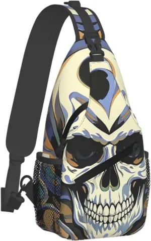 Sling Bag Crossbody Backpack for Men Women Cool Skull Graphics4 Chest Bag Crossbody Bag for Travel Sport Running