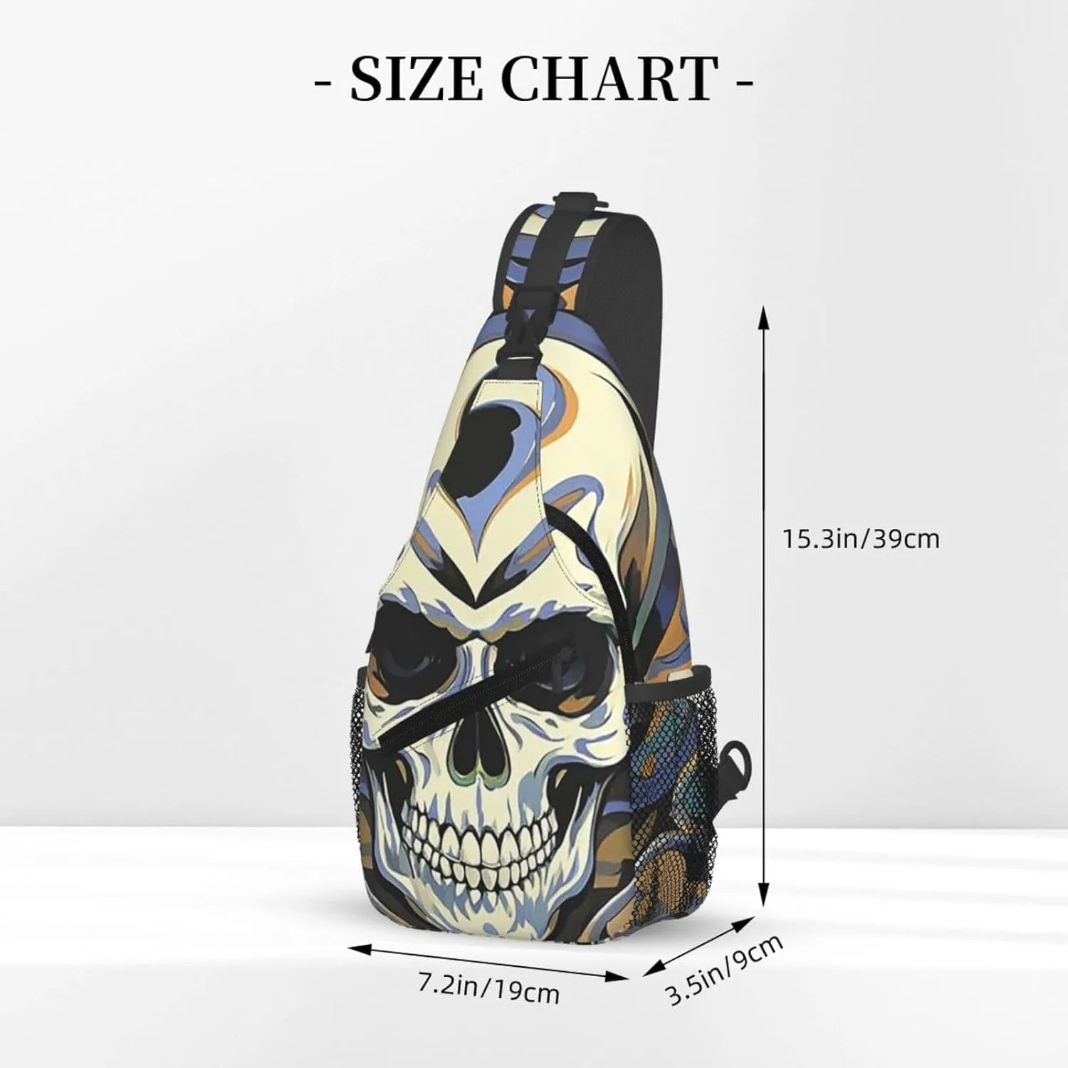 Sling Bag Crossbody Backpack for Men Women Cool Skull Graphics4 Chest Bag Crossbody Bag for Travel Sport Running