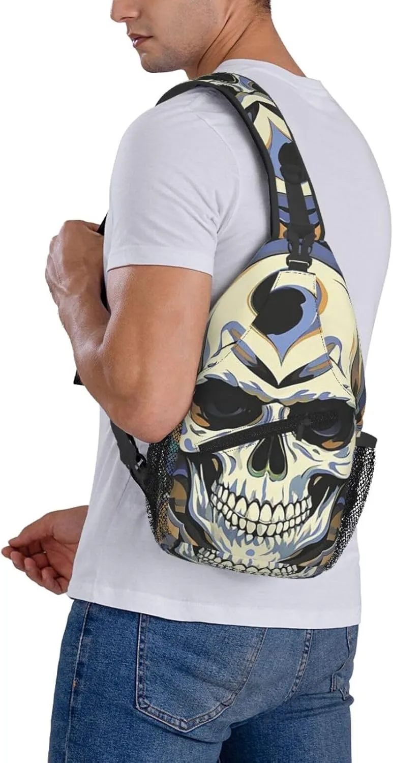 Sling Bag Crossbody Backpack for Men Women Cool Skull Graphics4 Chest Bag Crossbody Bag for Travel Sport Running