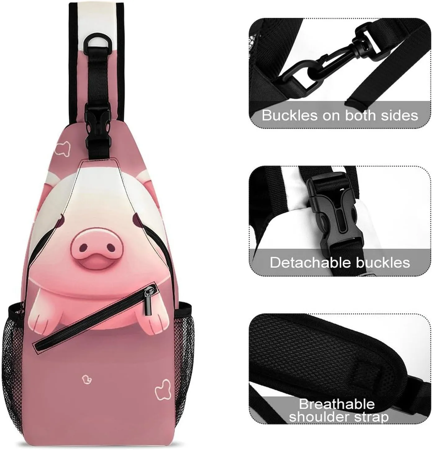 Sling Bag Crossbody Backpack for Men Women Cute Animal Chest Bag Crossbody Bag for Travel Sport Running
