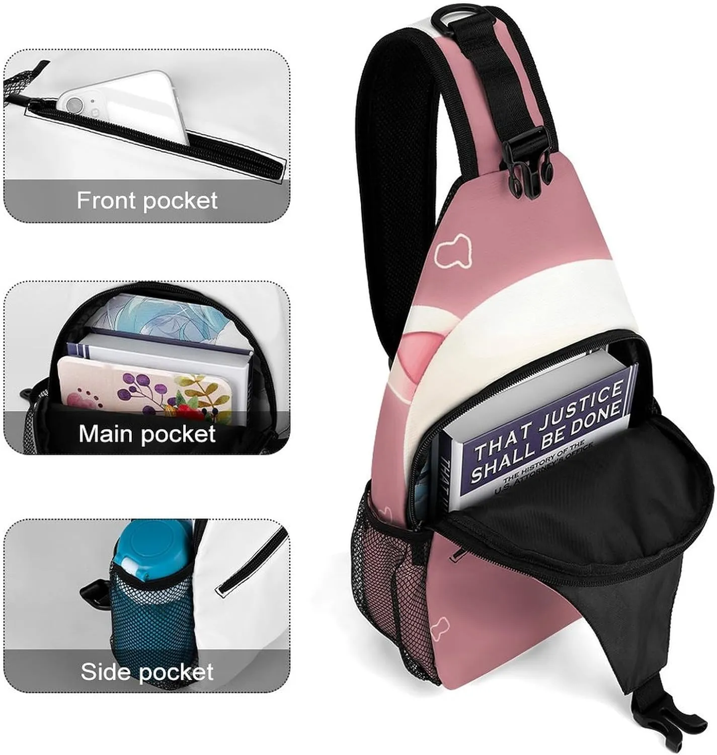 Sling Bag Crossbody Backpack for Men Women Cute Animal Chest Bag Crossbody Bag for Travel Sport Running