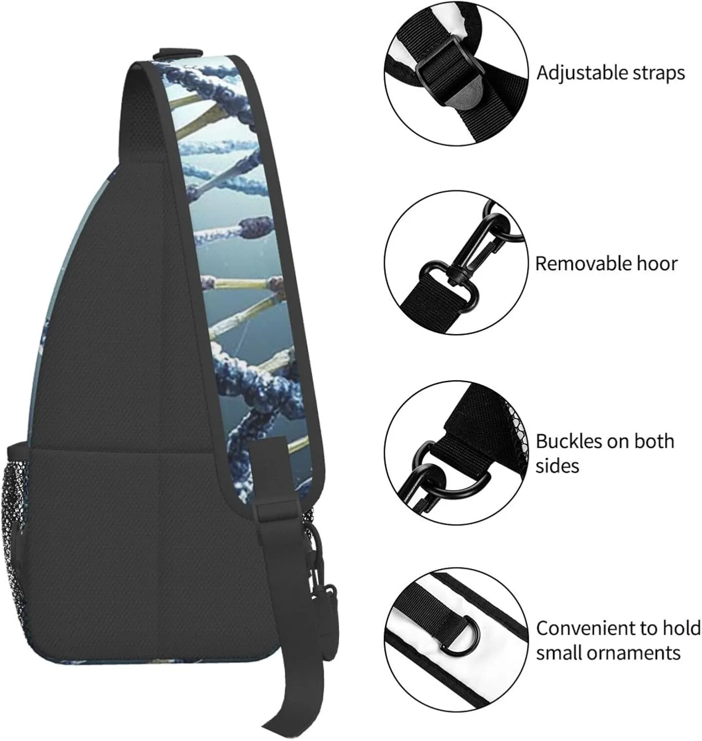 Sling Bag Crossbody Backpack for Men Women DNA Genetic Helix4 Chest Bag Crossbody Bag for Travel Sport Running