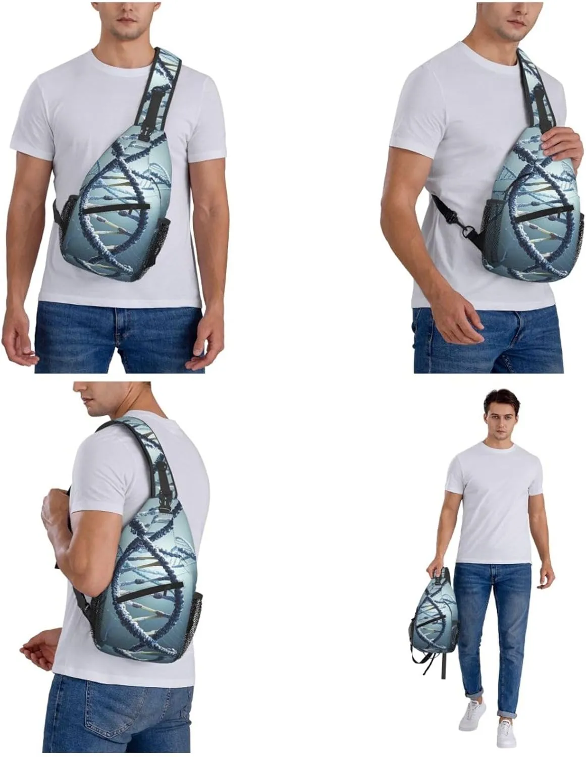 Sling Bag Crossbody Backpack for Men Women DNA Genetic Helix4 Chest Bag Crossbody Bag for Travel Sport Running