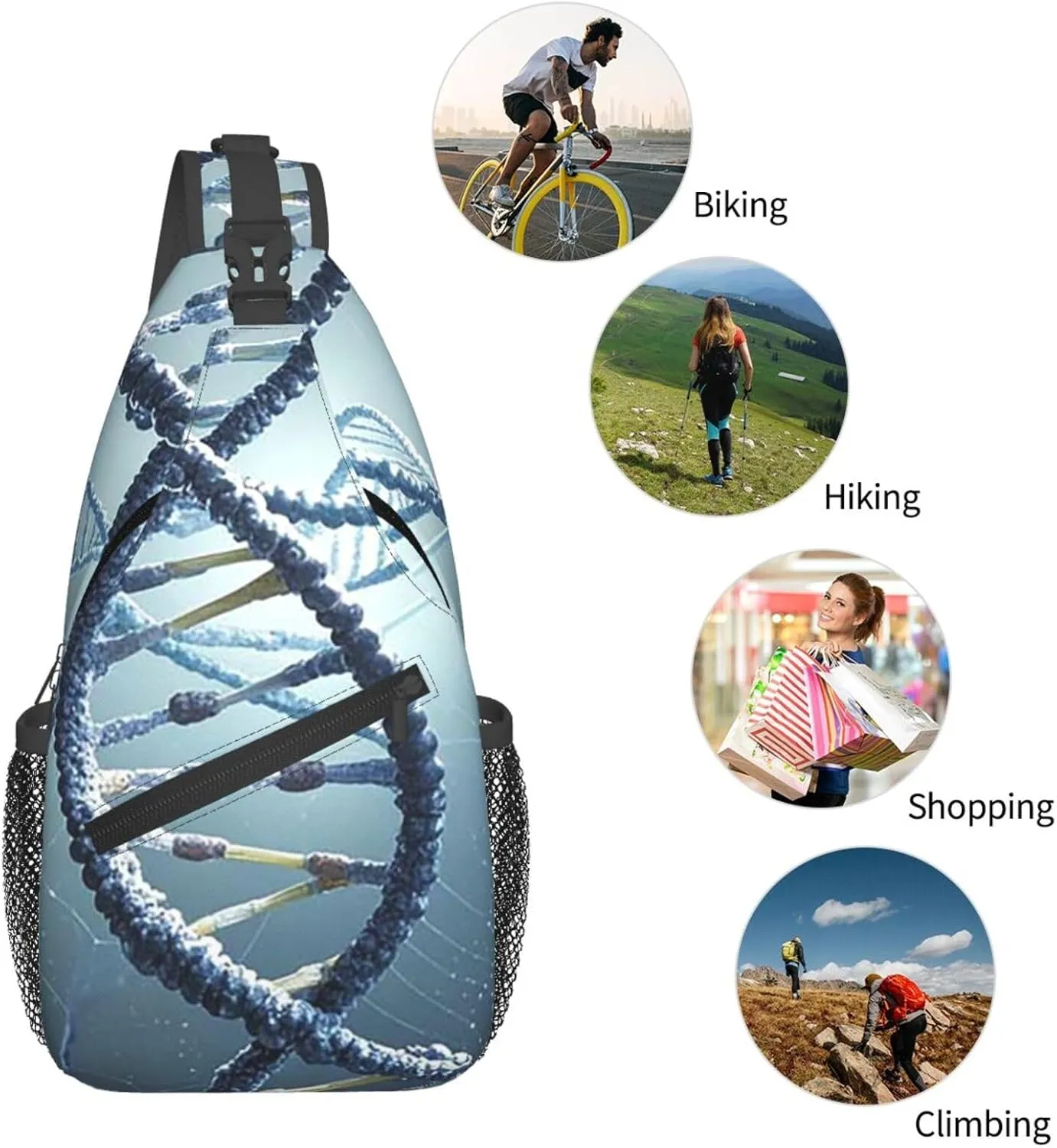 Sling Bag Crossbody Backpack for Men Women DNA Genetic Helix4 Chest Bag Crossbody Bag for Travel Sport Running