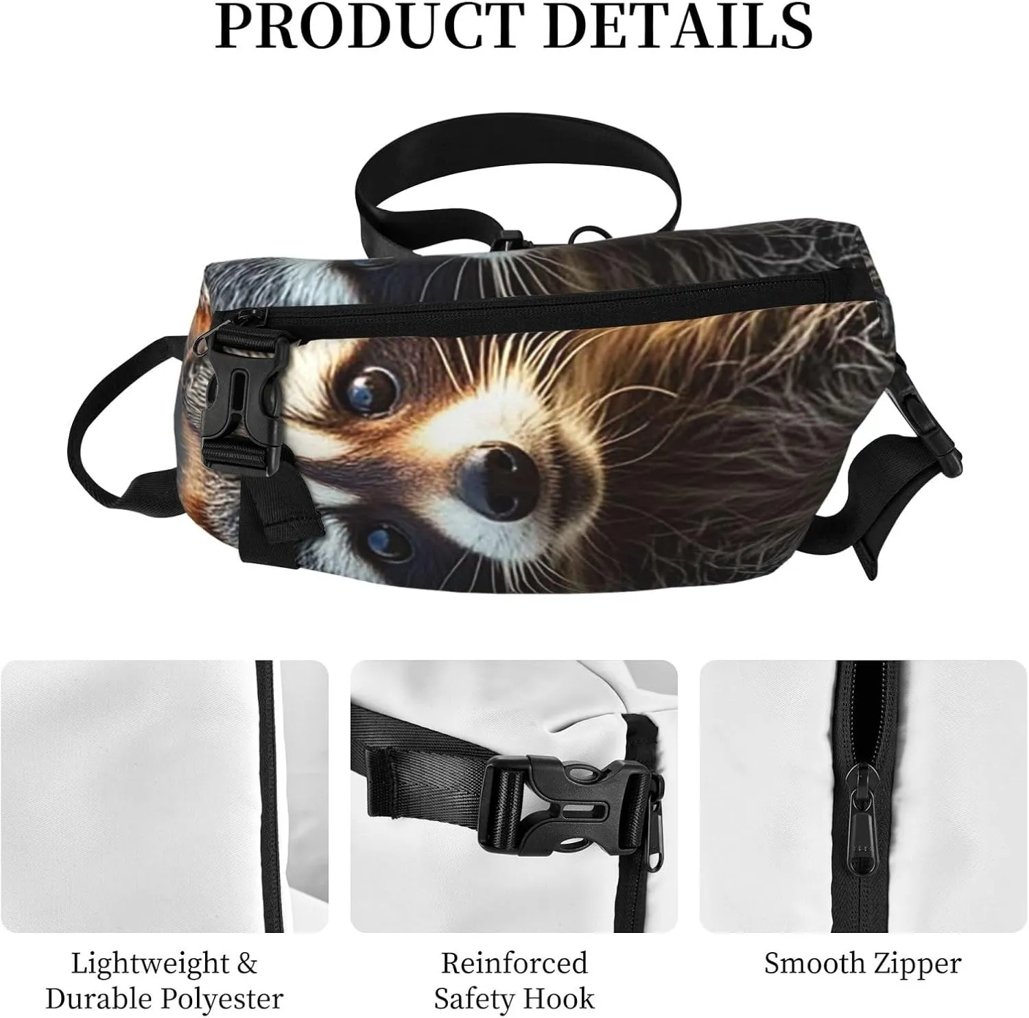 Sling Bag Crossbody Backpack for Men Women Funny raccoon3 Chest Bag Crossbody Bag for Travel Sport Running