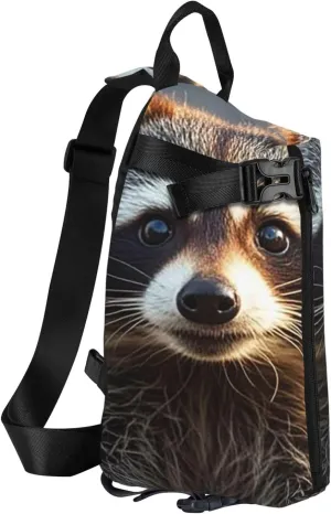 Sling Bag Crossbody Backpack for Men Women Funny raccoon3 Chest Bag Crossbody Bag for Travel Sport Running