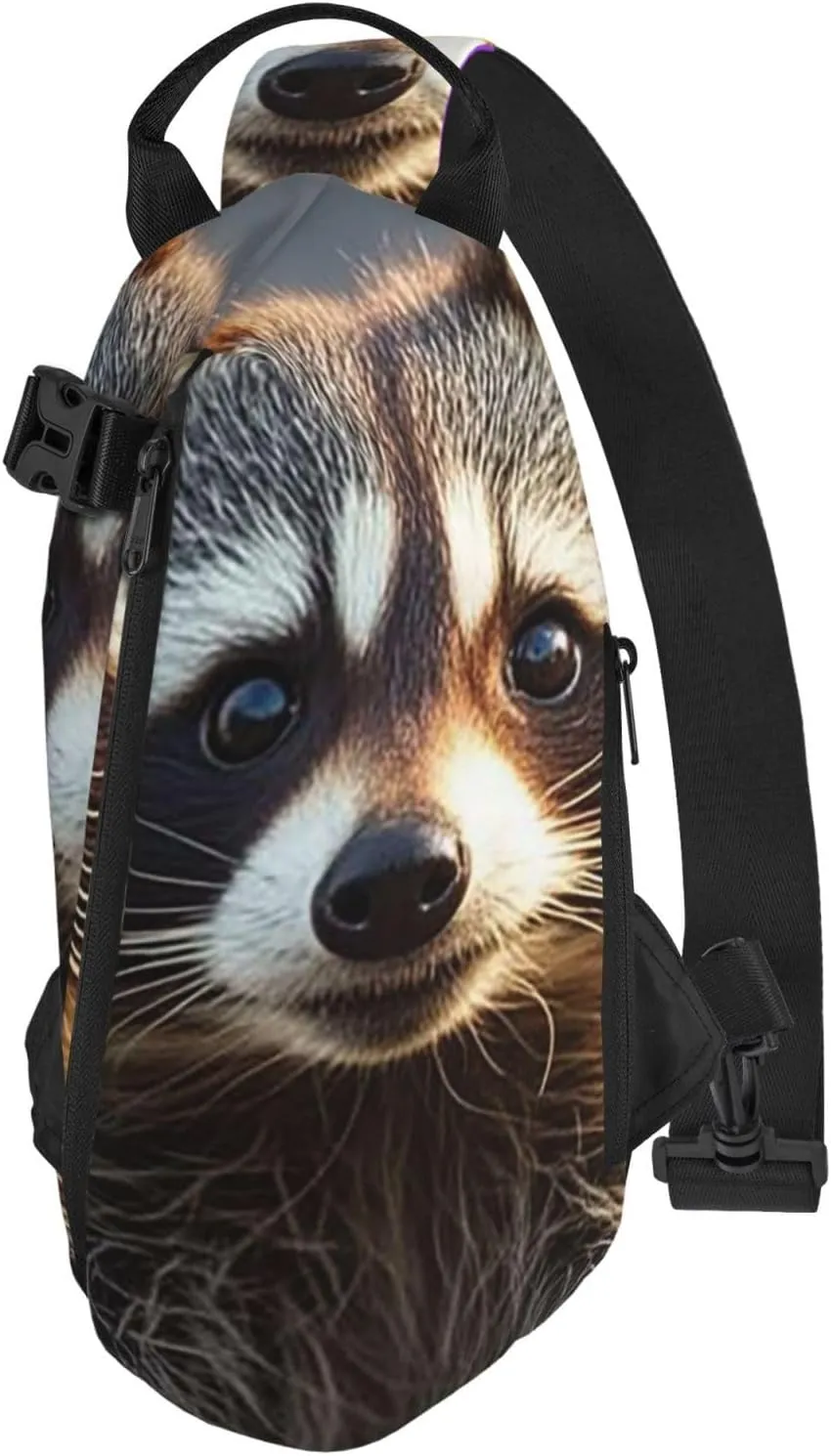 Sling Bag Crossbody Backpack for Men Women Funny raccoon3 Chest Bag Crossbody Bag for Travel Sport Running