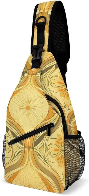 Sling Bag Crossbody Backpack for Men Women Medieval Vintage Pattern Chest Bag Crossbody Bag for Travel Sport Running