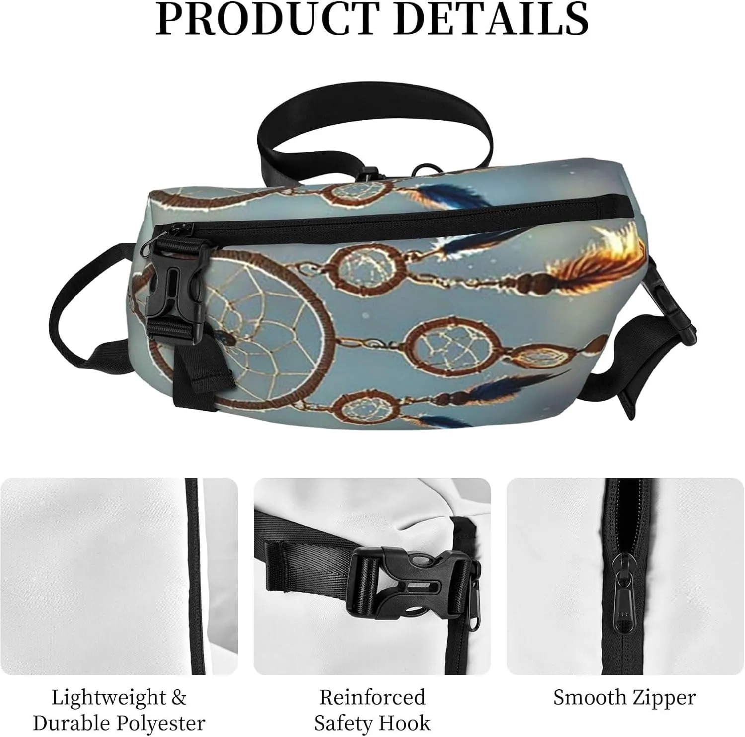 Sling Bag Crossbody Backpack for Men Women Native American Dream Catcher3 Chest Bag Crossbody Bag for Travel Sport Running