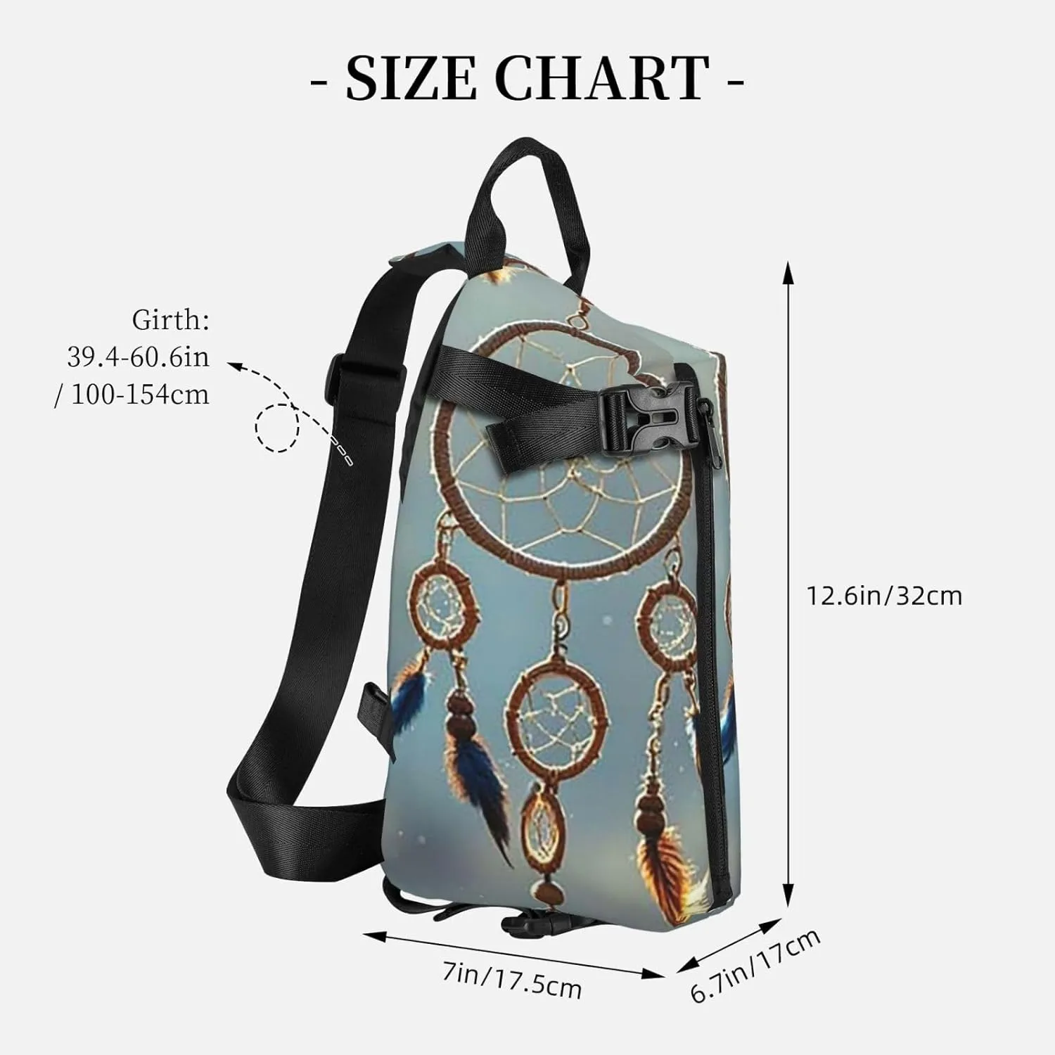 Sling Bag Crossbody Backpack for Men Women Native American Dream Catcher3 Chest Bag Crossbody Bag for Travel Sport Running