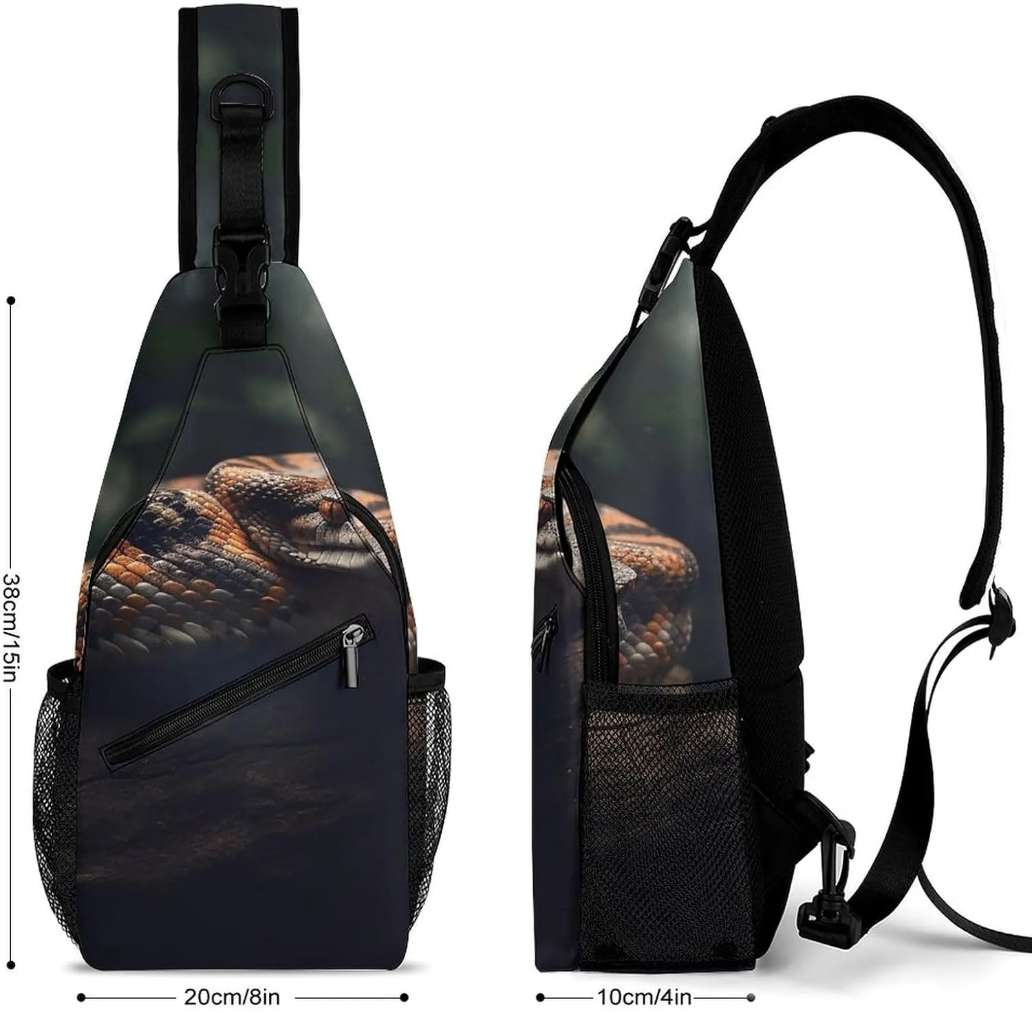 Sling Bag Crossbody Backpack for Men Women Resting Snake Chest Bag Crossbody Bag for Travel Sport Running