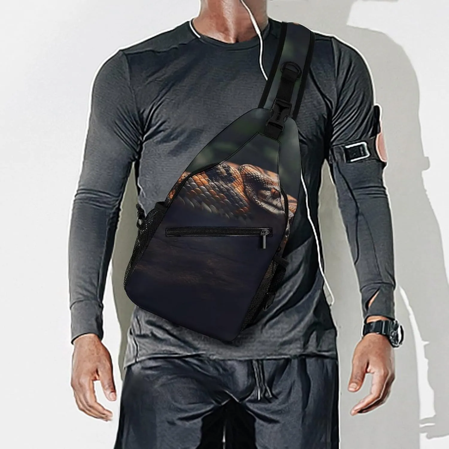 Sling Bag Crossbody Backpack for Men Women Resting Snake Chest Bag Crossbody Bag for Travel Sport Running