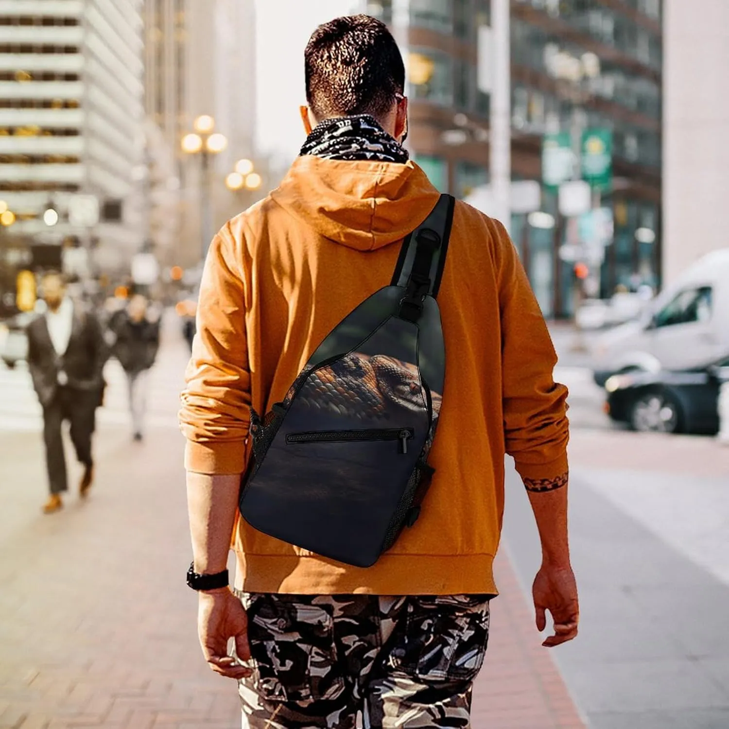 Sling Bag Crossbody Backpack for Men Women Resting Snake Chest Bag Crossbody Bag for Travel Sport Running