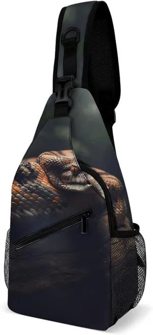 Sling Bag Crossbody Backpack for Men Women Resting Snake Chest Bag Crossbody Bag for Travel Sport Running