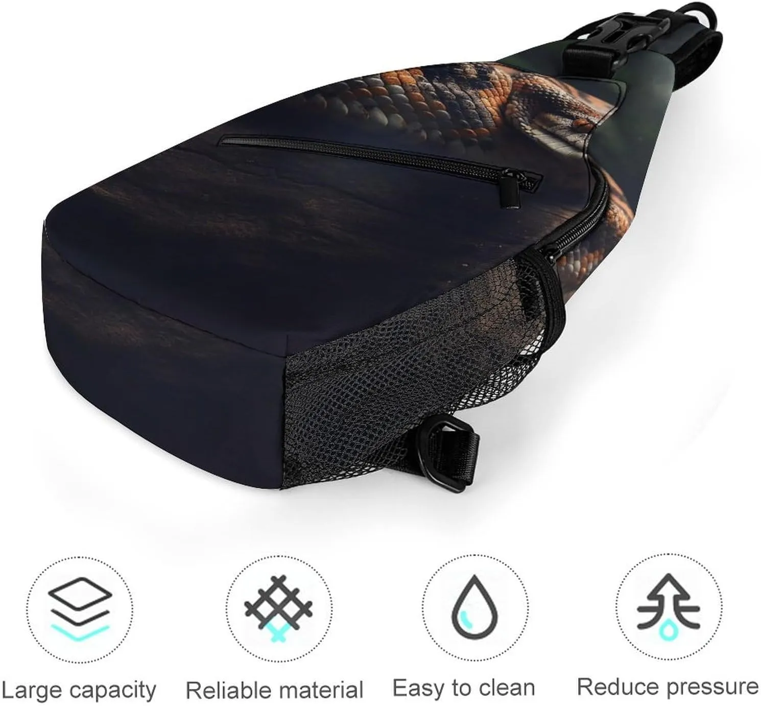 Sling Bag Crossbody Backpack for Men Women Resting Snake Chest Bag Crossbody Bag for Travel Sport Running