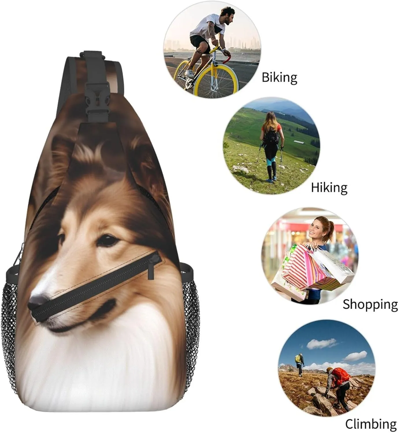 Sling Bag Crossbody Backpack for Men Women Shelties Dog Chest Bag Crossbody Bag for Travel Sport Running