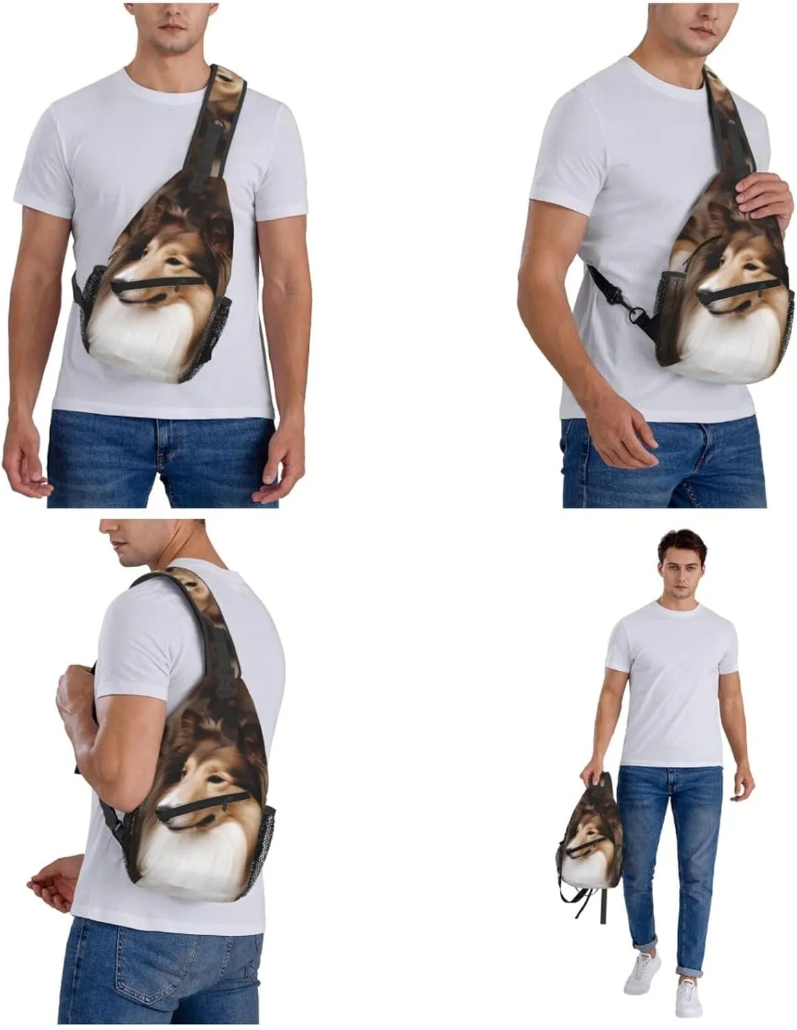Sling Bag Crossbody Backpack for Men Women Shelties Dog Chest Bag Crossbody Bag for Travel Sport Running