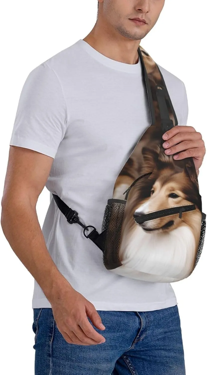 Sling Bag Crossbody Backpack for Men Women Shelties Dog Chest Bag Crossbody Bag for Travel Sport Running