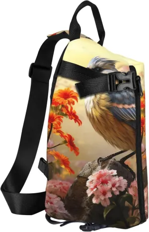 Sling Bag Crossbody Backpack for Men Women Sparrow Birds Sing Chest Bag Crossbody Bag for Travel Sport Running