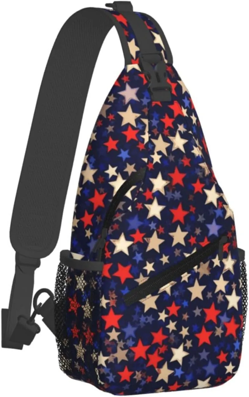 Sling Bag Crossbody Backpack for Men Women Stars American Chest Bag Crossbody Bag for Travel Sport Running
