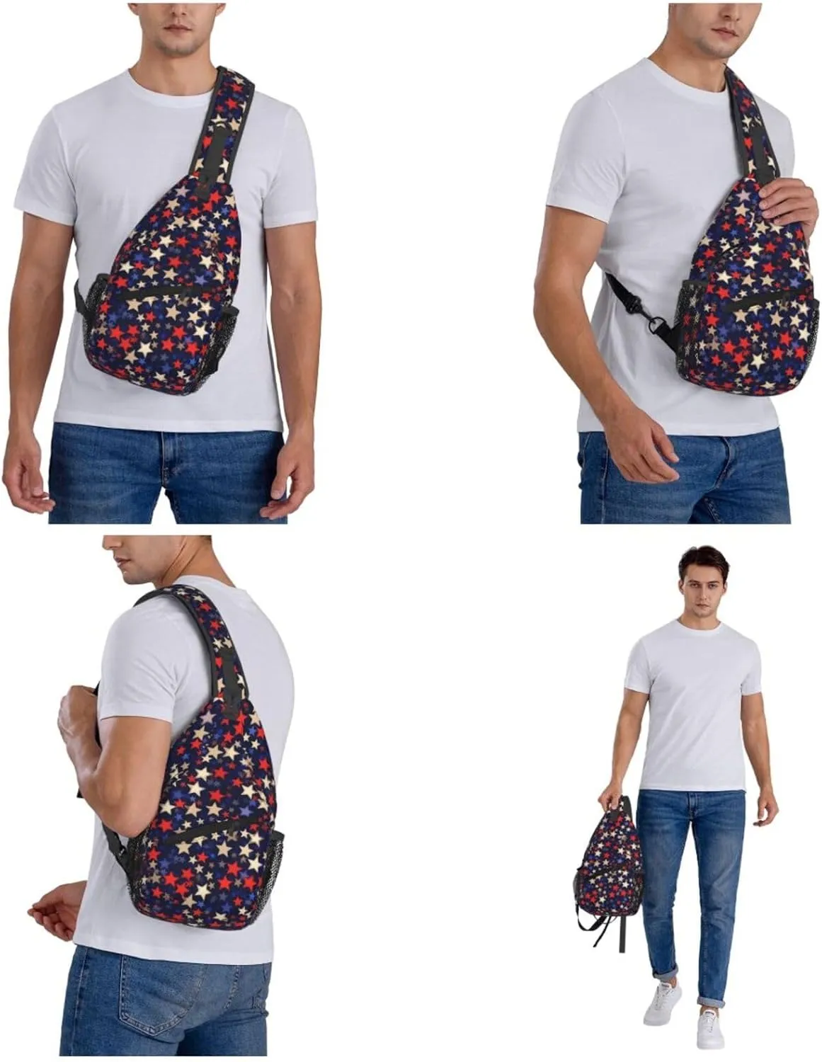 Sling Bag Crossbody Backpack for Men Women Stars American Chest Bag Crossbody Bag for Travel Sport Running