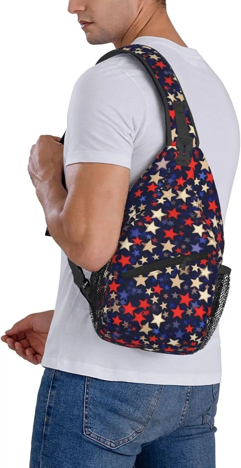 Sling Bag Crossbody Backpack for Men Women Stars American Chest Bag Crossbody Bag for Travel Sport Running