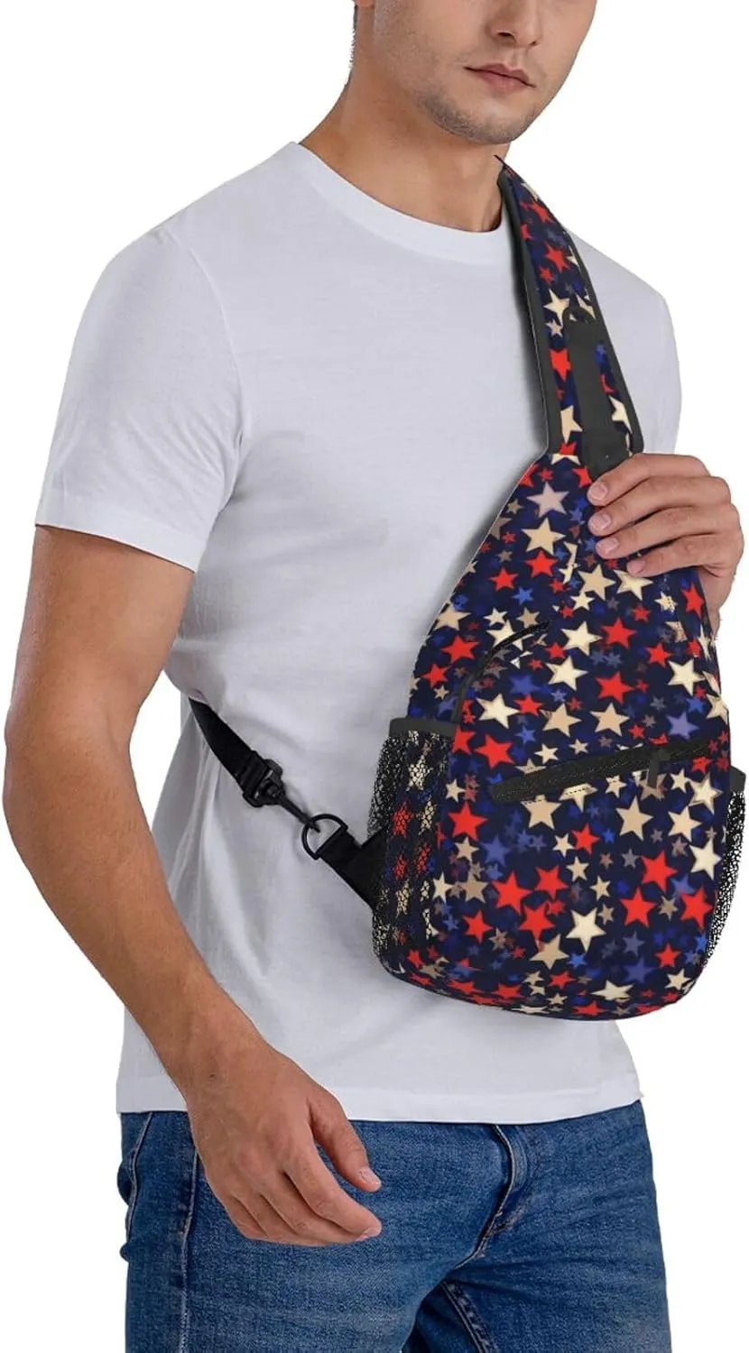 Sling Bag Crossbody Backpack for Men Women Stars American Chest Bag Crossbody Bag for Travel Sport Running