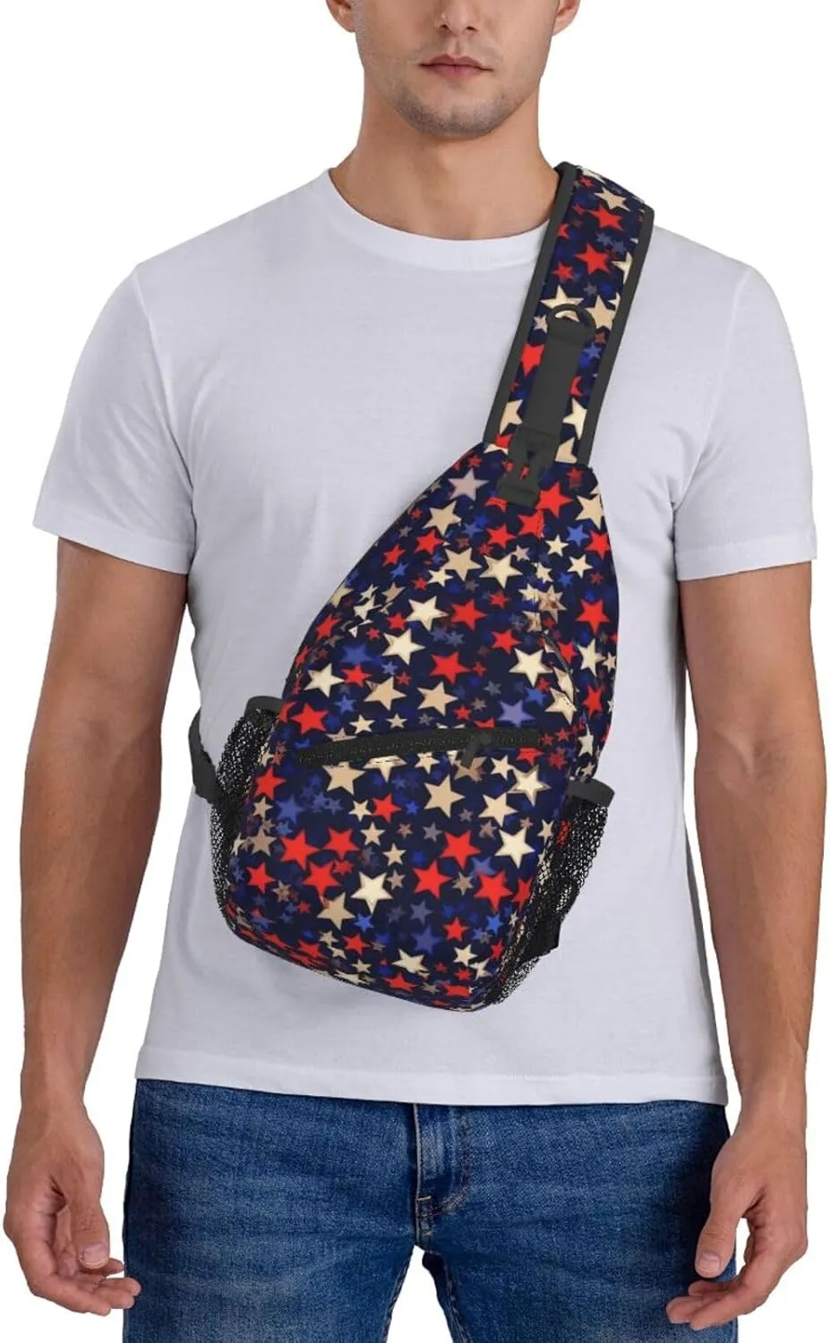 Sling Bag Crossbody Backpack for Men Women Stars American Chest Bag Crossbody Bag for Travel Sport Running
