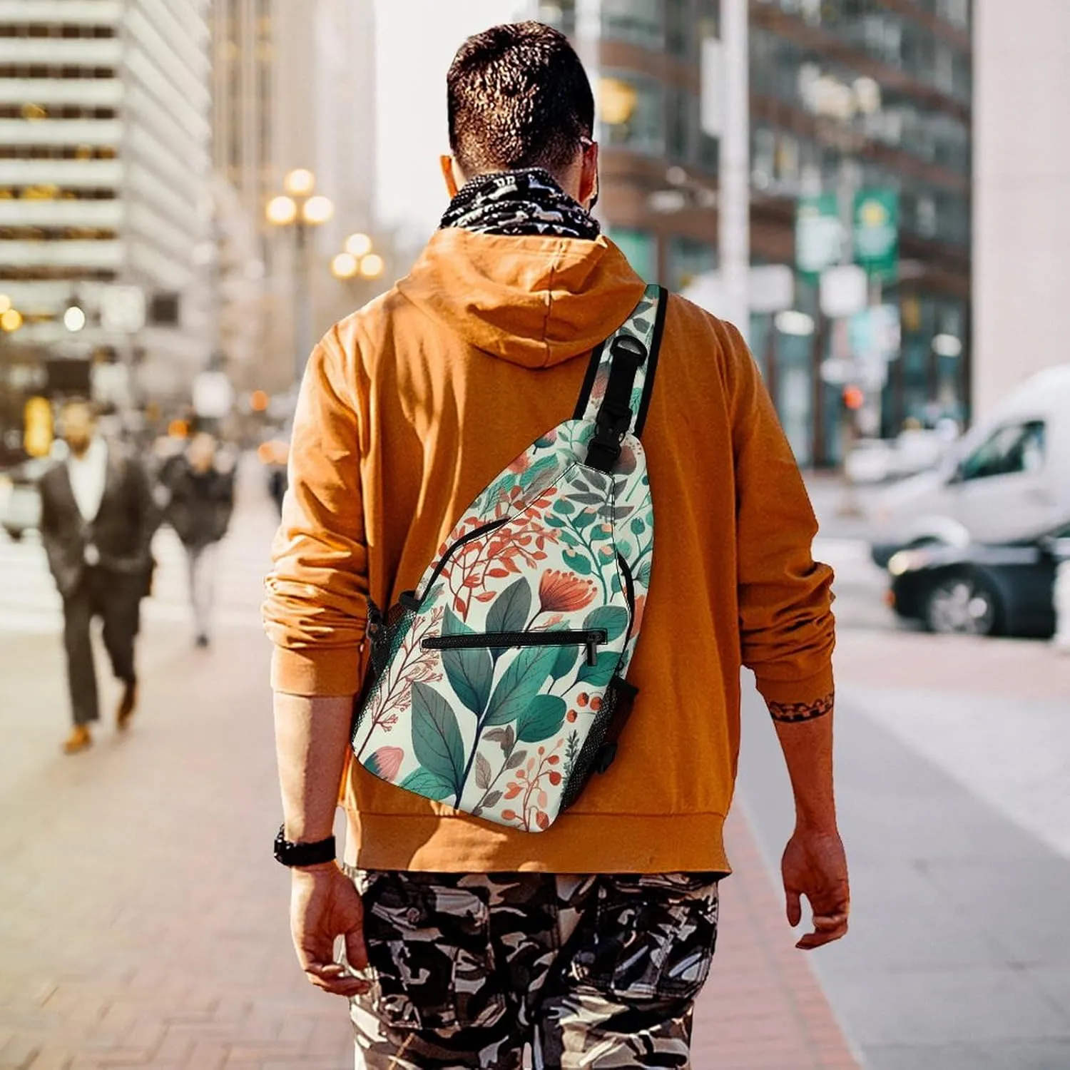 Sling Bag Crossbody Backpack for Men Women Various Flowers And Leaves Chest Bag Crossbody Bag for Travel Sport Running