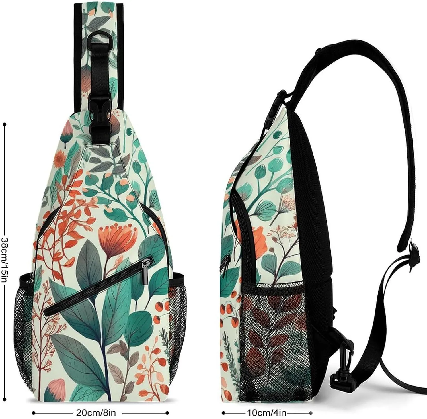 Sling Bag Crossbody Backpack for Men Women Various Flowers And Leaves Chest Bag Crossbody Bag for Travel Sport Running