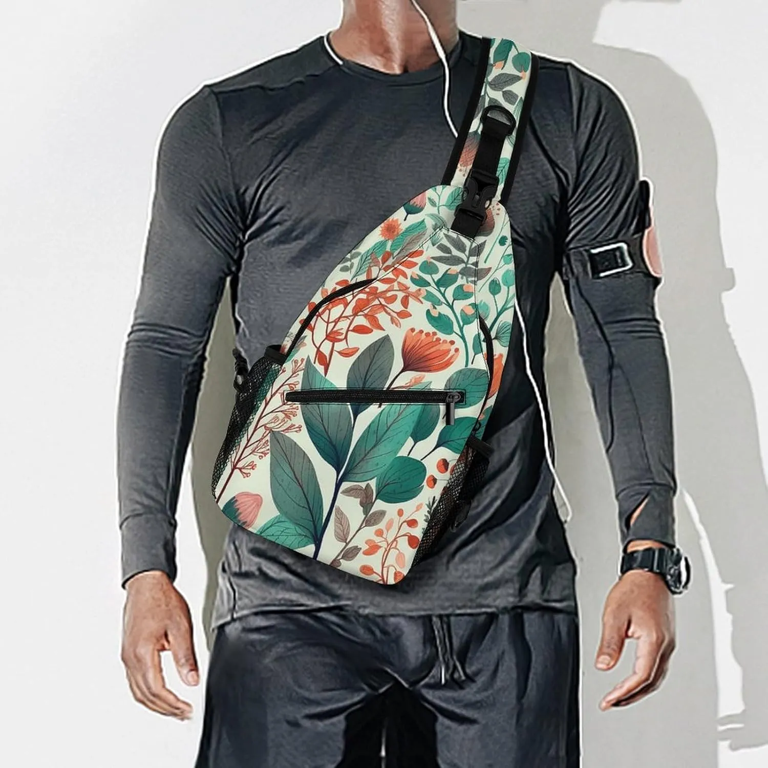Sling Bag Crossbody Backpack for Men Women Various Flowers And Leaves Chest Bag Crossbody Bag for Travel Sport Running