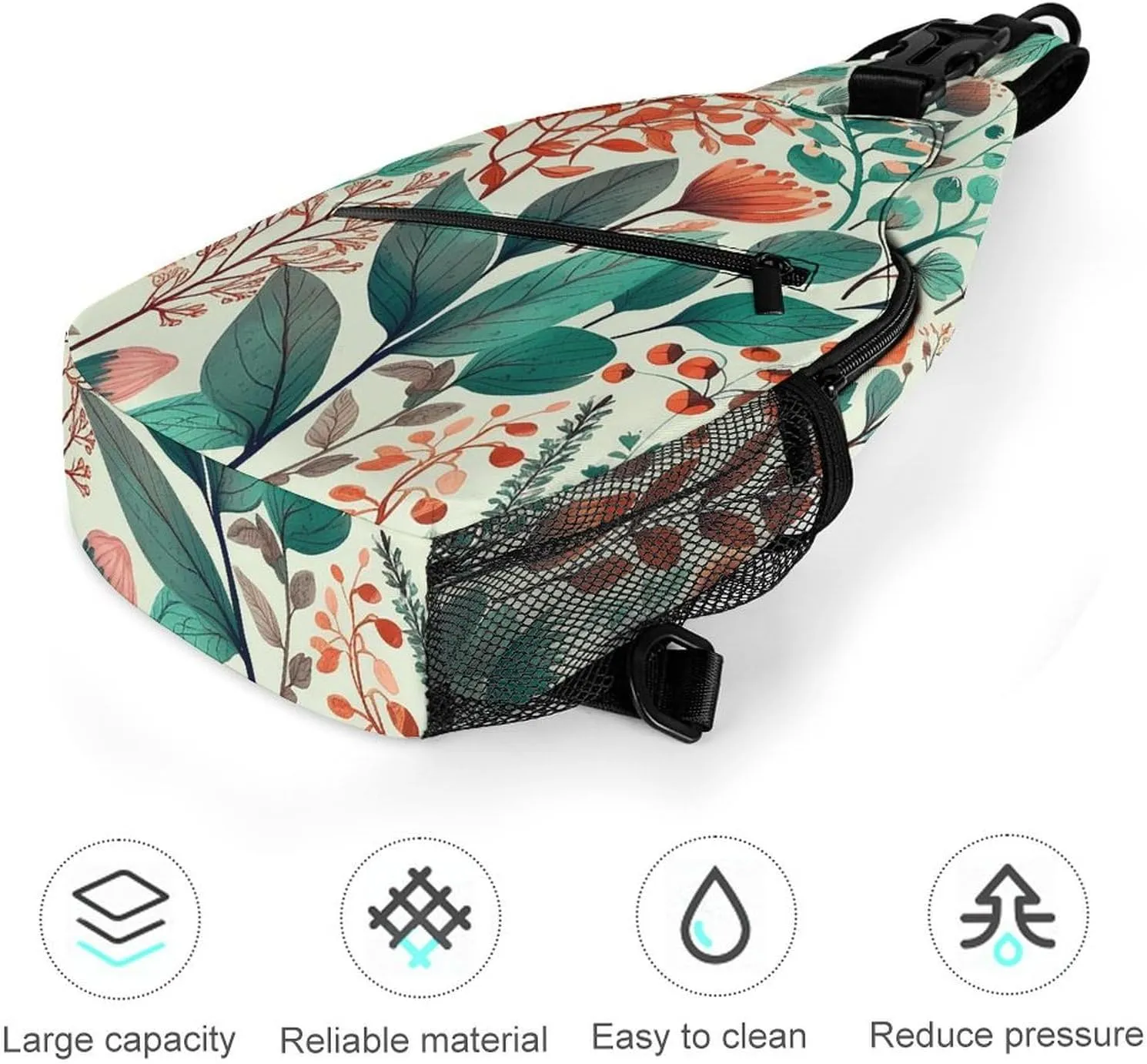 Sling Bag Crossbody Backpack for Men Women Various Flowers And Leaves Chest Bag Crossbody Bag for Travel Sport Running