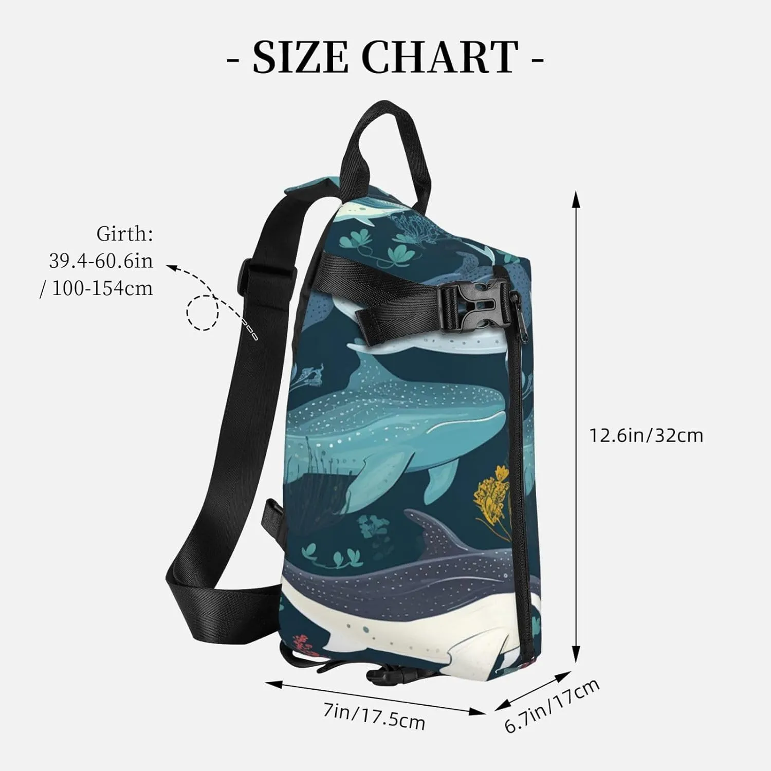 Sling Bag Crossbody Backpack for Men Women Whale Pattern Chest Bag Crossbody Bag for Travel Sport Running