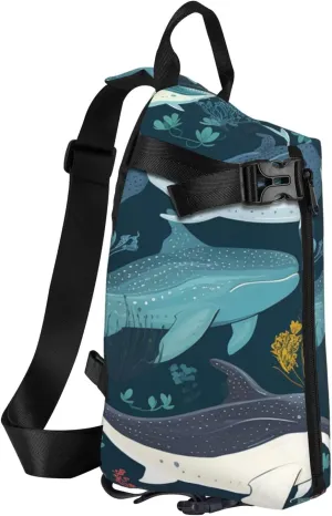 Sling Bag Crossbody Backpack for Men Women Whale Pattern Chest Bag Crossbody Bag for Travel Sport Running