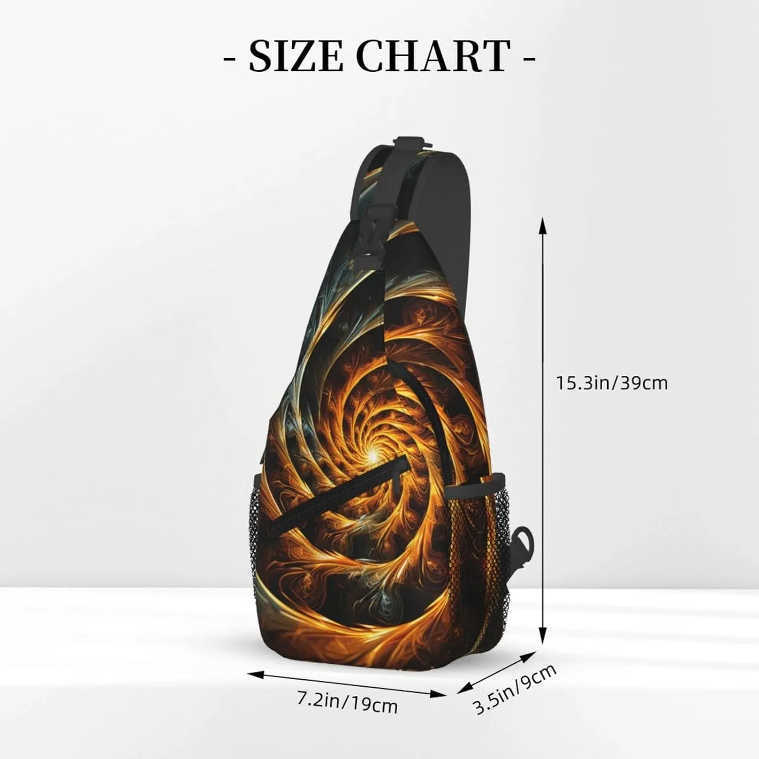 Sling Bag Crossbody Backpack for Men Women Yellow Abstract Spiral Pattern Chest Bag Crossbody Bag for Travel Sport Running